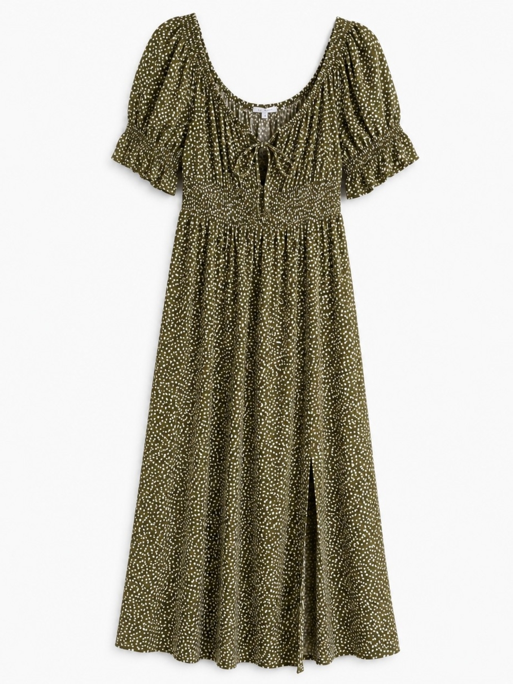 Becool NWT Olive Green Floral Puff Sleeve Maxi Dress Size Small